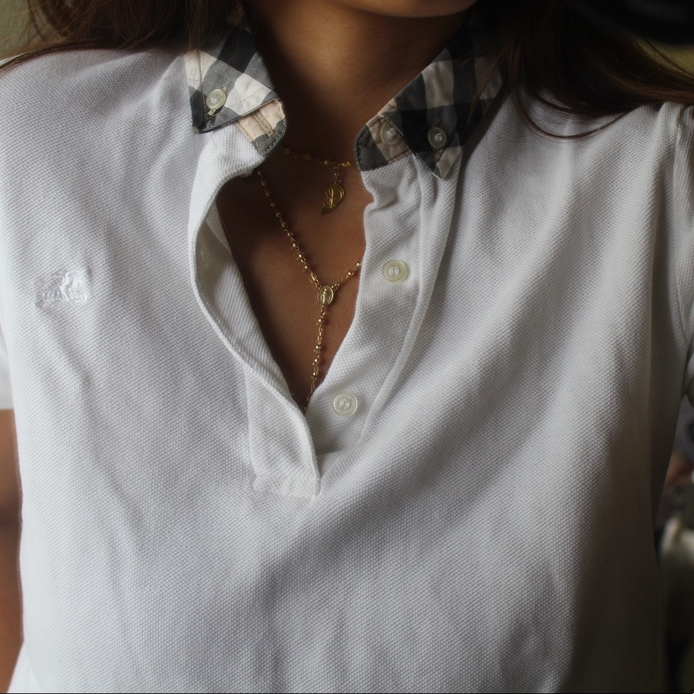 AUTHENTIC White Burberry plaid polo 🤩🤩